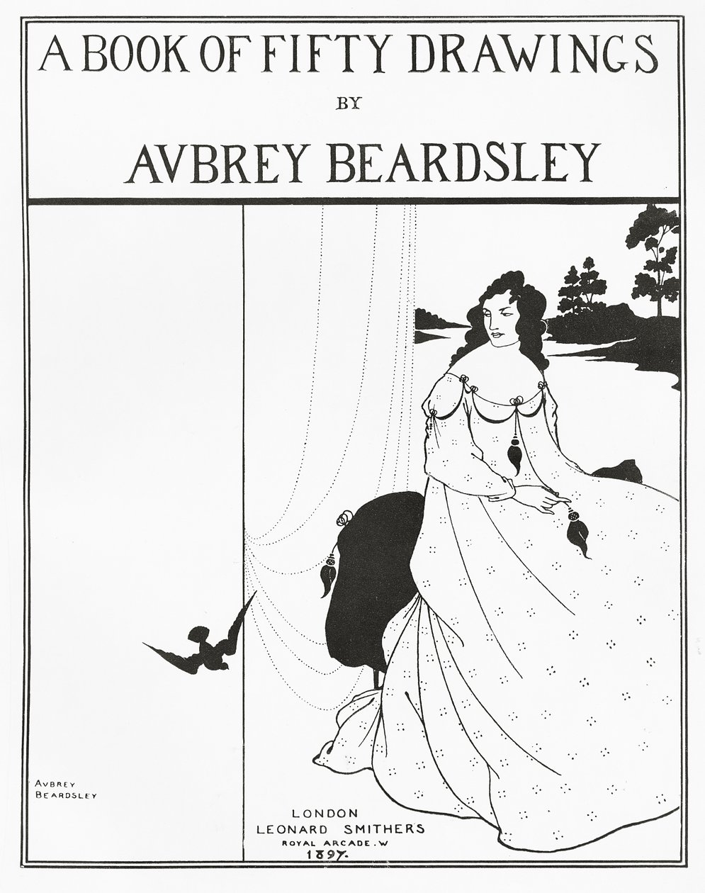 Titulní strana knihy „Kniha padesáti kreseb“, 1897 od Aubrey Beardsley
