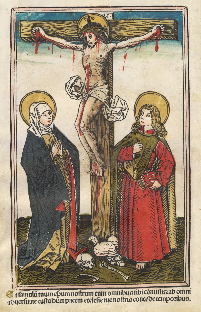 Kristus na kříži s Pannou Marií a svatým Janem od Augsburg 15th Century