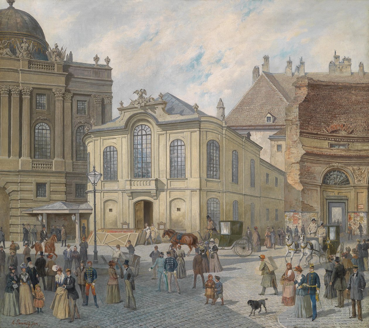 Vídeň, před starým Burgtheatrem od August Gerasch