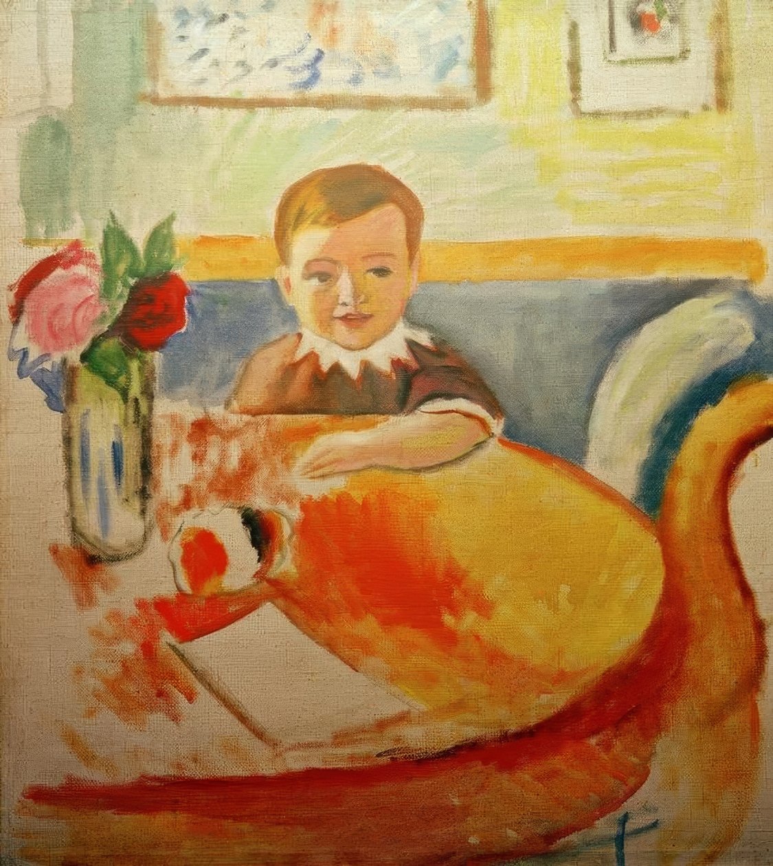 Portrét Waltera Mackeho s kyticí růží od August Macke