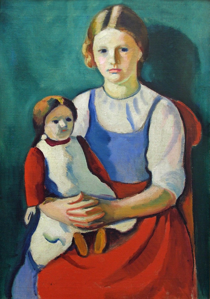 Blondýnka s panenkou od August Macke