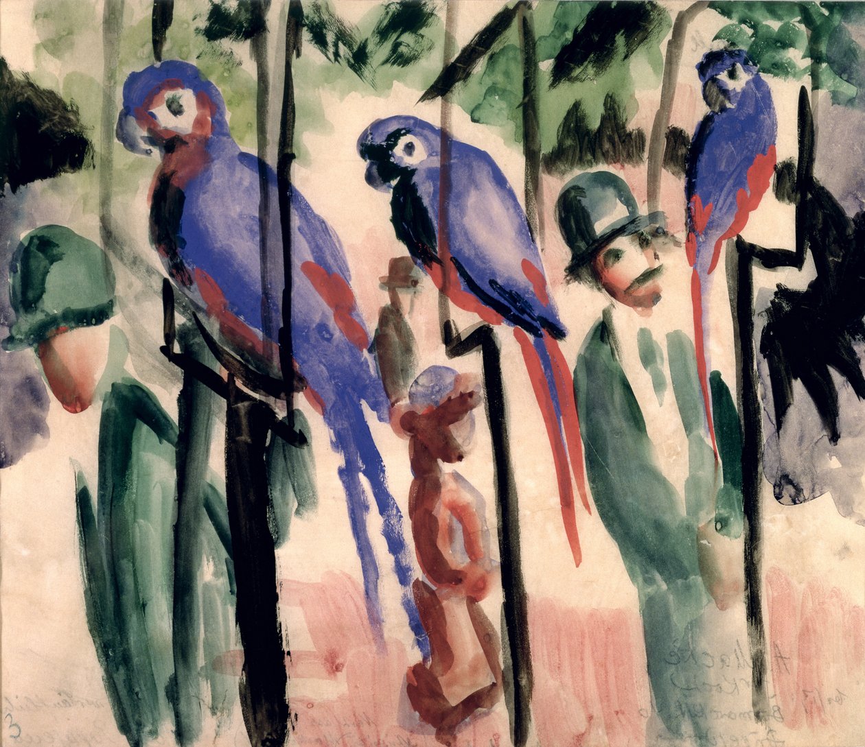Modrí papoušci od August Macke