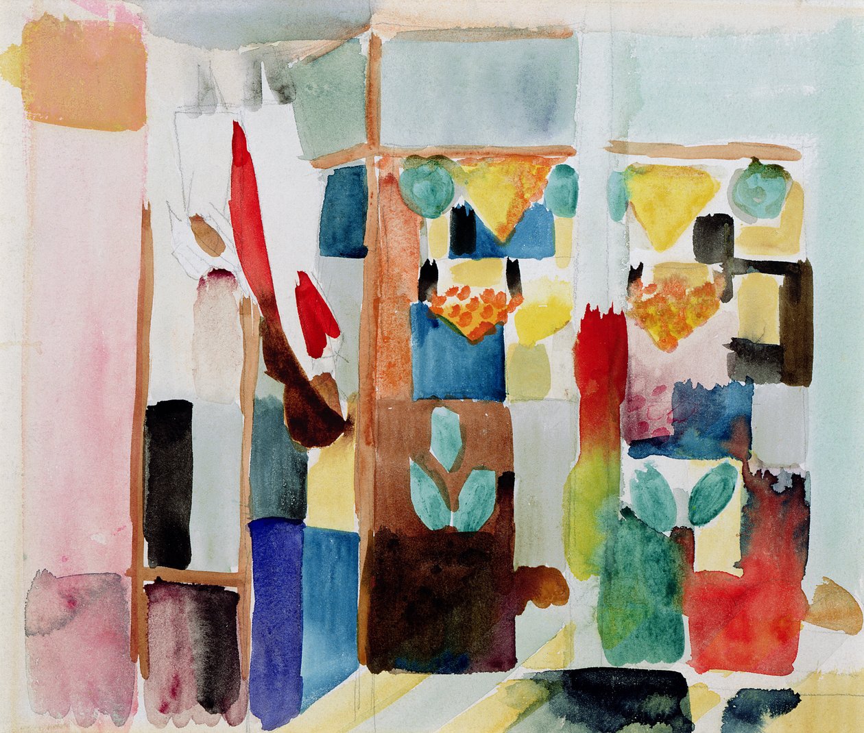 Děti u zelináře I, 1913 (akvarel na papíře) od August Macke