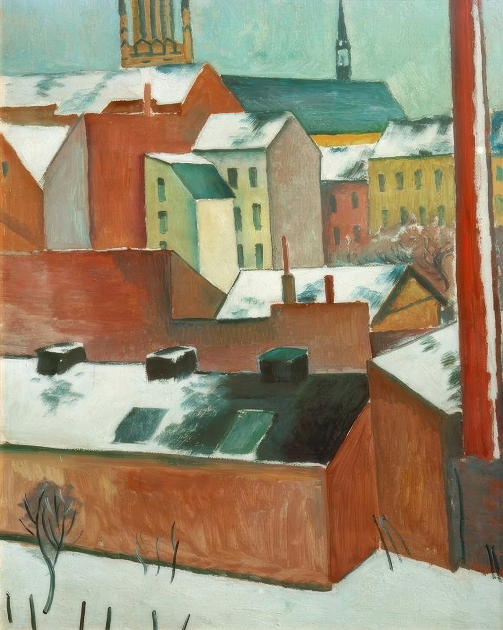 Marienkirche v Bonnu ve sněhu od August Macke