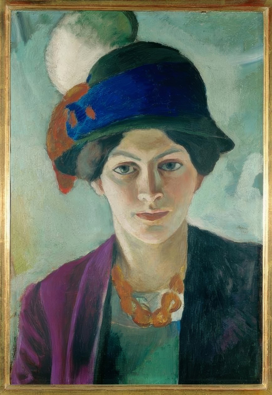 Umělcova manželka s kloboukem od August Macke