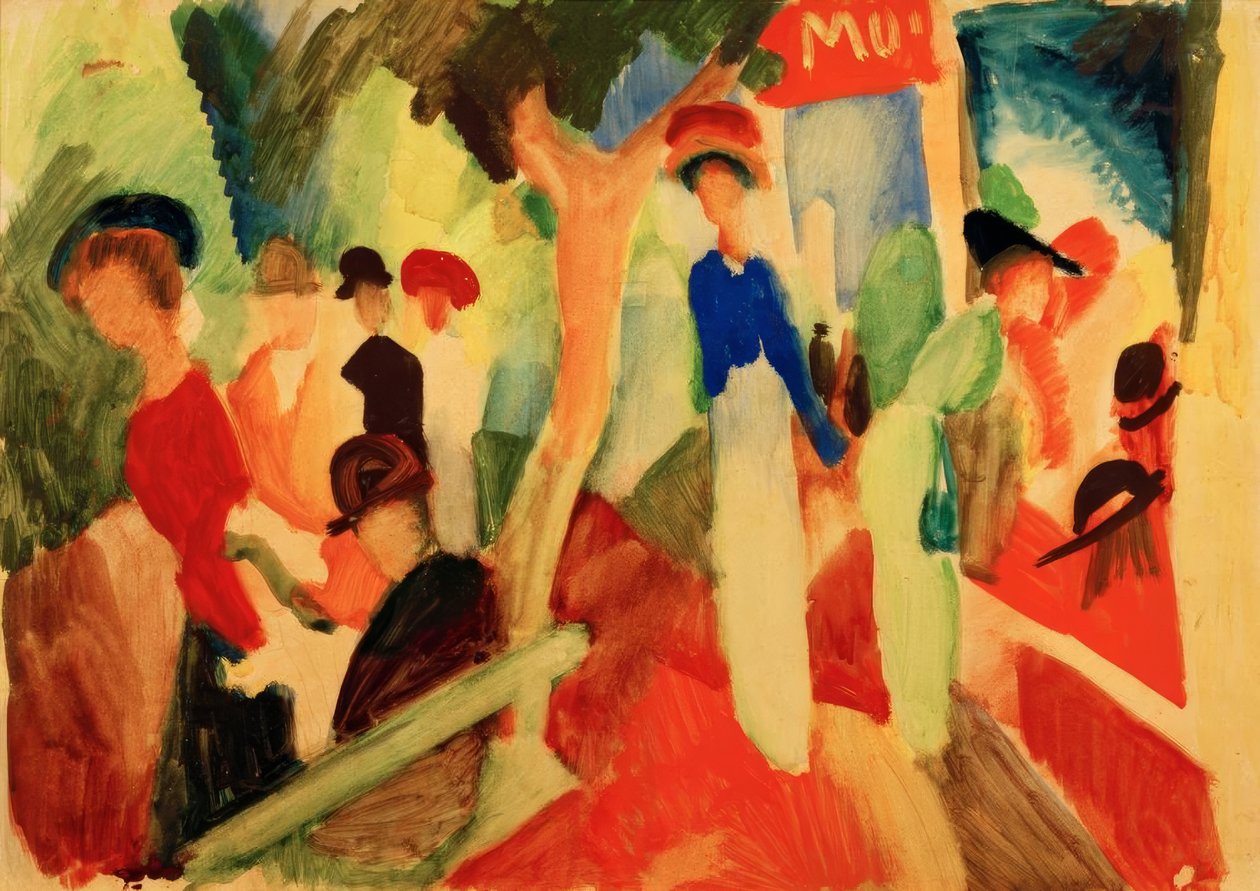 Kloboukářství na promenádě od August Macke