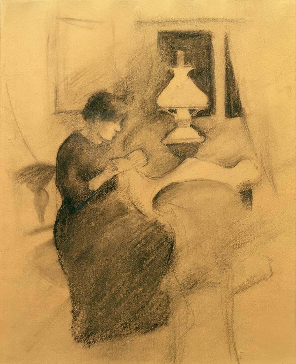 Šicí dívka u lampy (Elisabeth) od August Macke