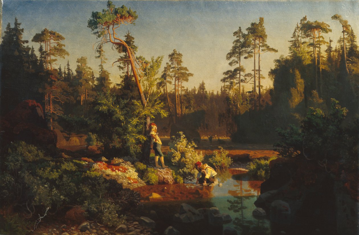 Chlapci v lese (Pastýři) (obraz) od August Cappelen