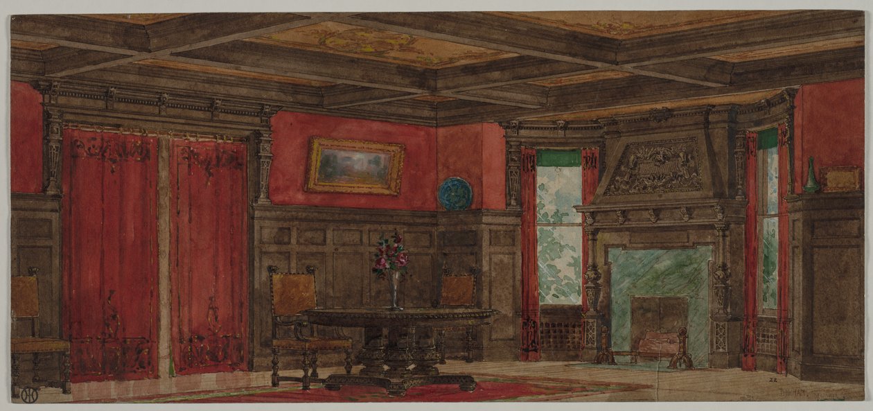 Vykreslování pro interiérový design, asi 1880-1900. od August Frederick Biehle