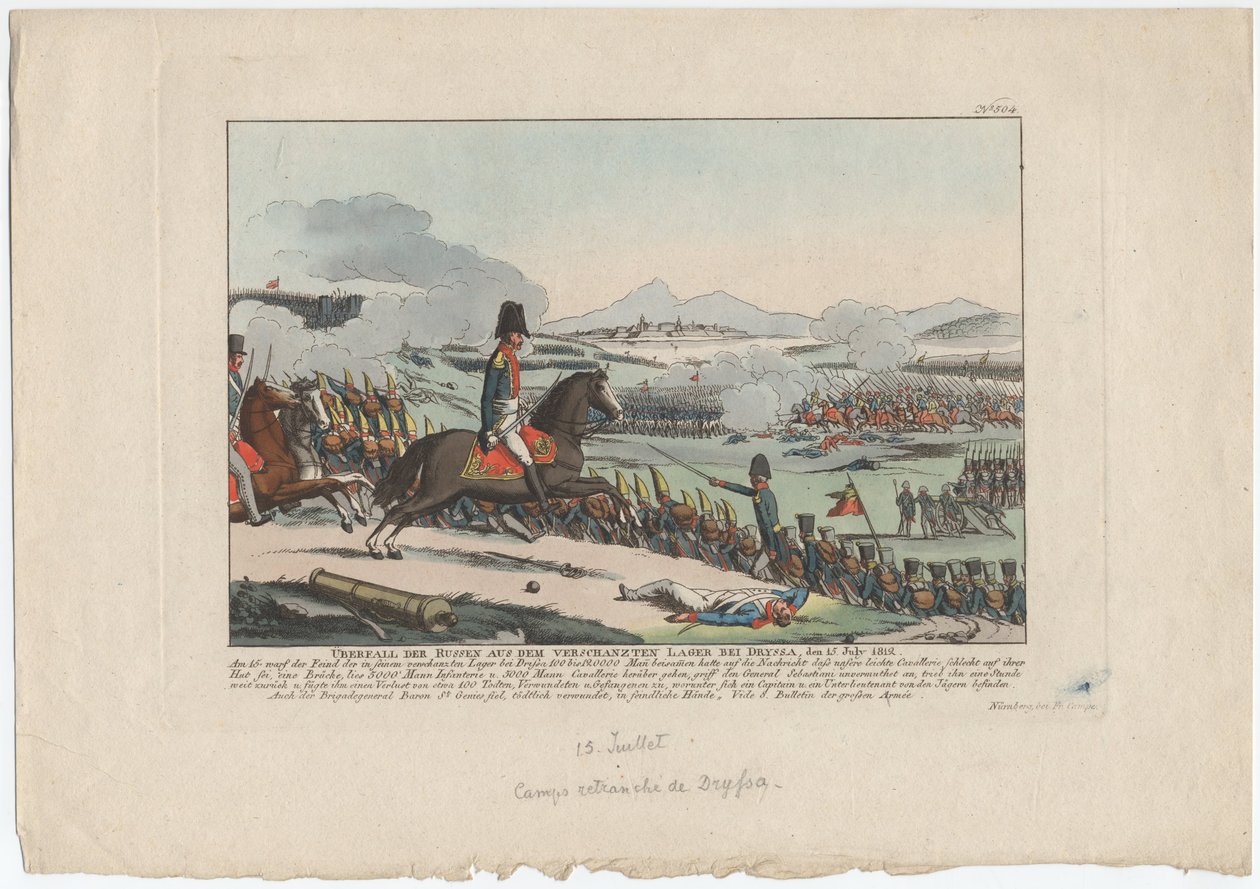 Ruský útok z opevněného tábora v Drysse dne 15. července 1812 od August Friedrich Andreas Campe