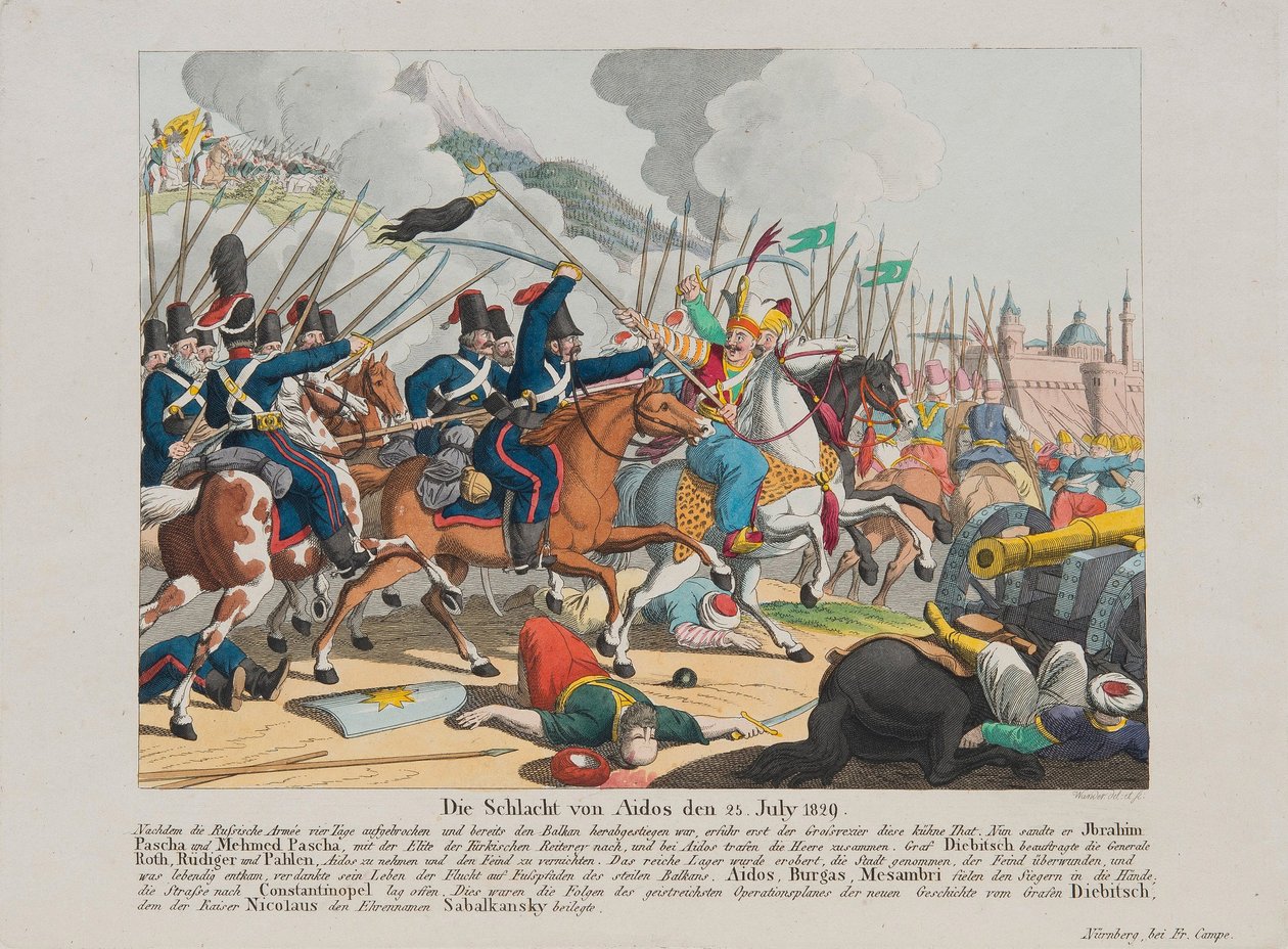 Bitva u Aytos dne 25. července 1829, c. 1830 od August Friedrich Andreas Campe