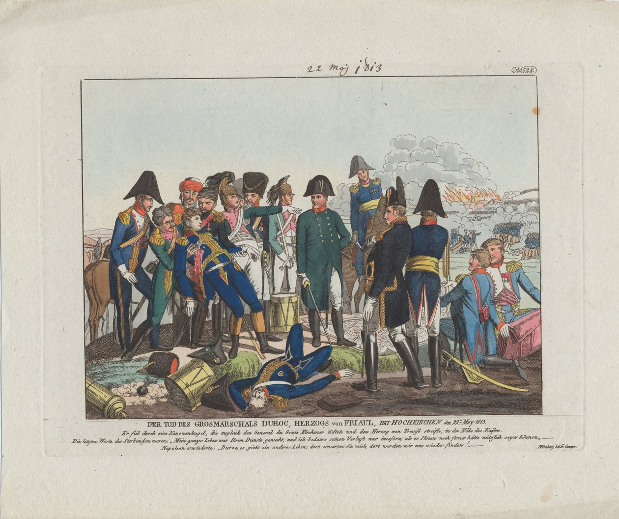 Smrt maršála Duroca v Hochkirchenu dne 22. května 1813 od August Friedrich Andreas Campe