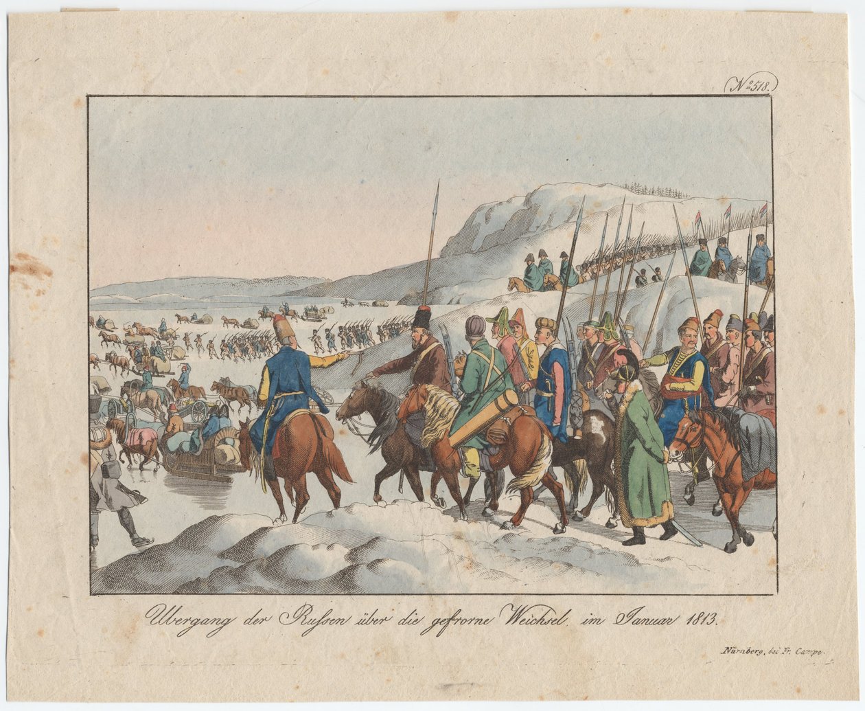 Ruská armáda překročí Vislu v lednu 1813, c. 1815 od August Friedrich Andreas Campe