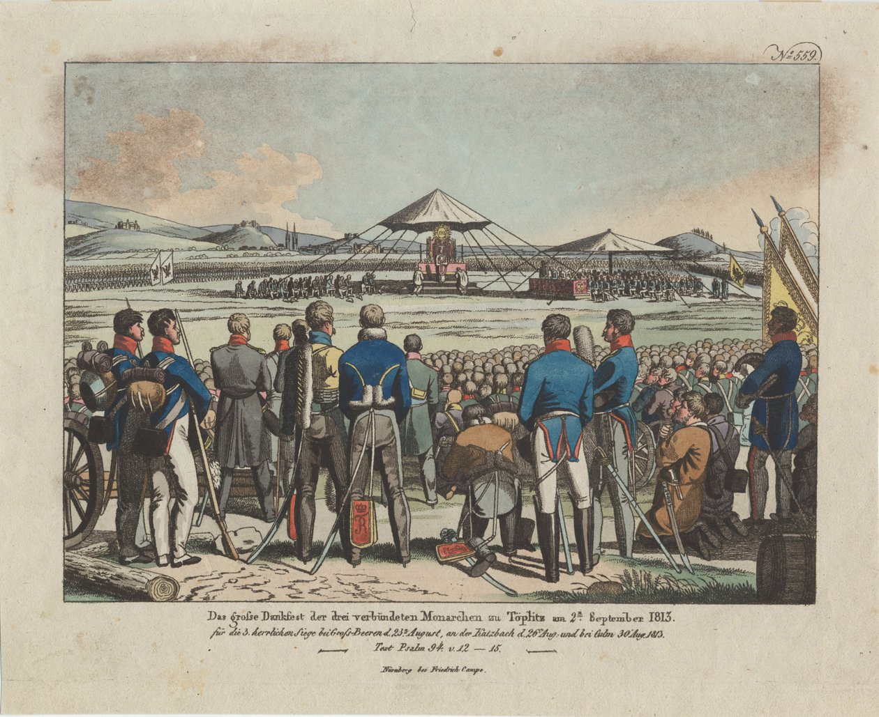 Velký svátek tří spojeneckých panovníků v Teplitz Teplicích 2. září 1813 od August Friedrich Andreas Campe