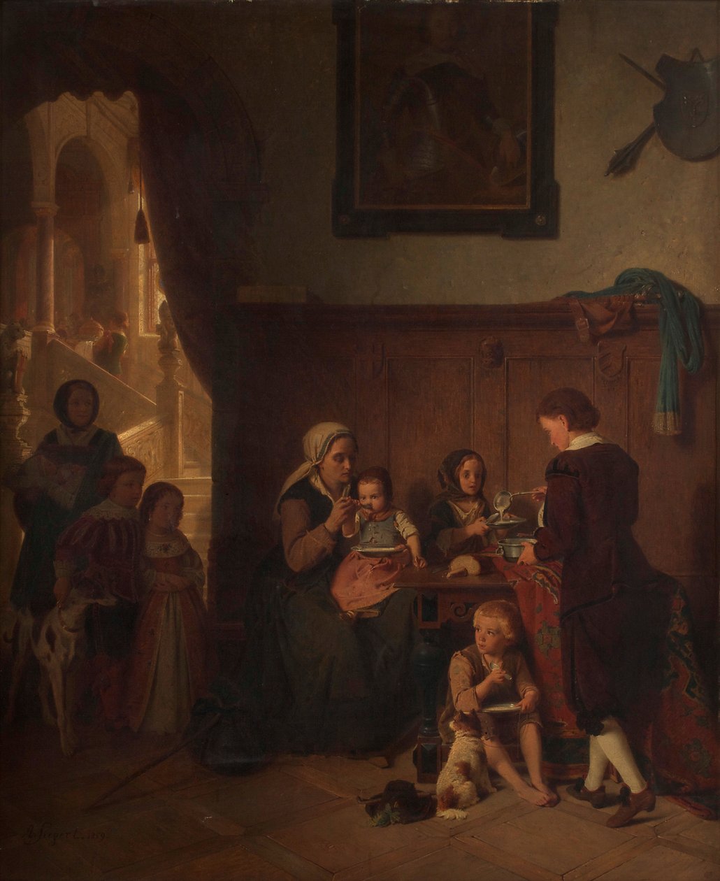 zásobování chudé rodiny od August Friedrich Siegert