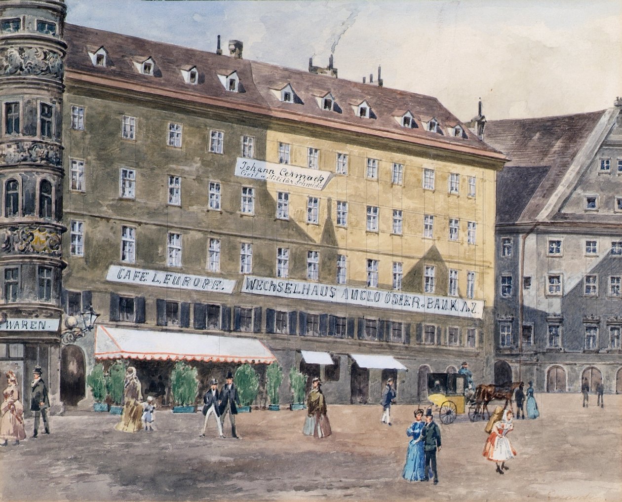Bývalé požární místo na Stephansplatz ve Vídni s Café L