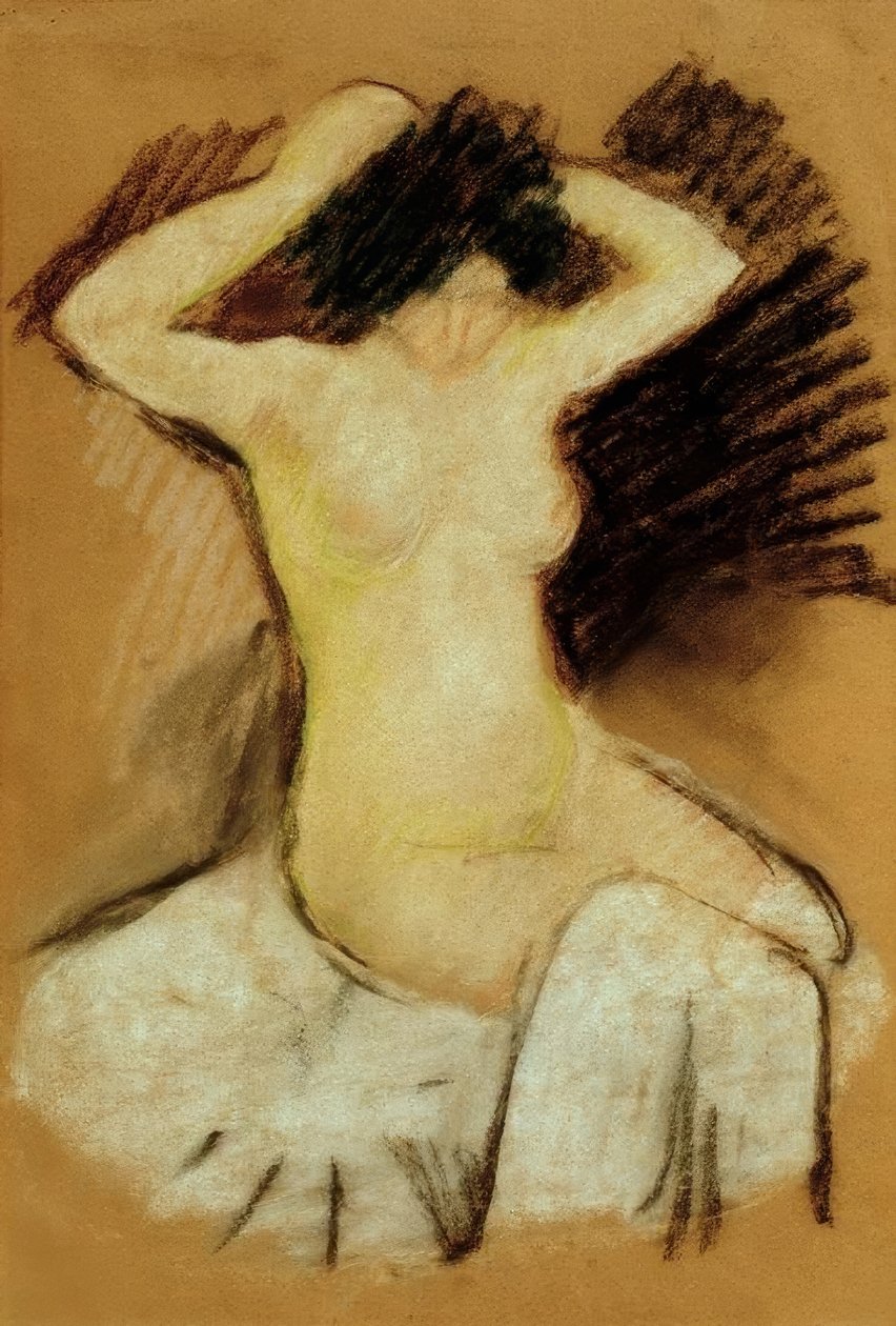 Nahá na bílou látku od August Macke