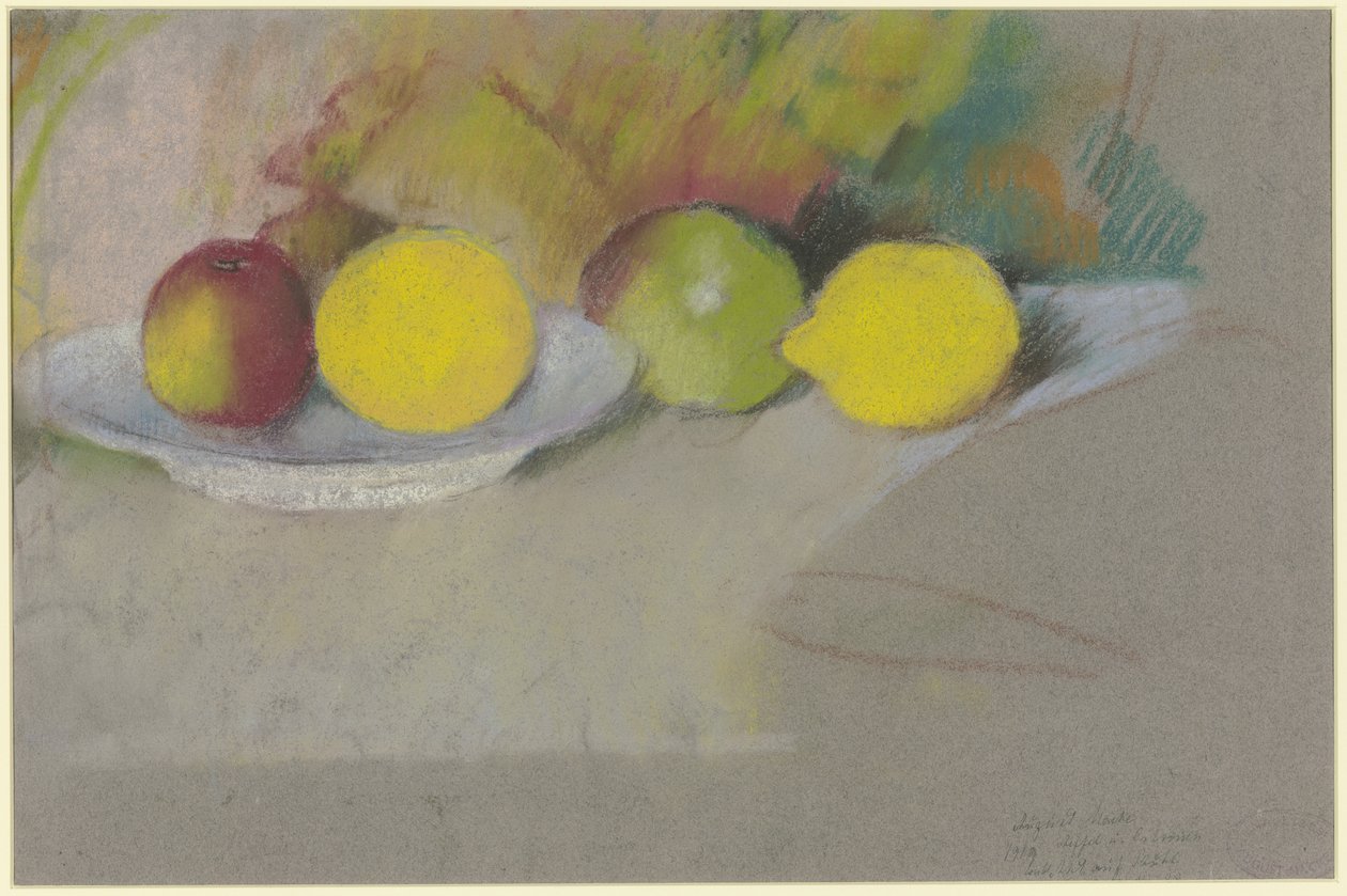 Jablka a citrony, asi 1909-10 (pastel na papíře) od August Macke