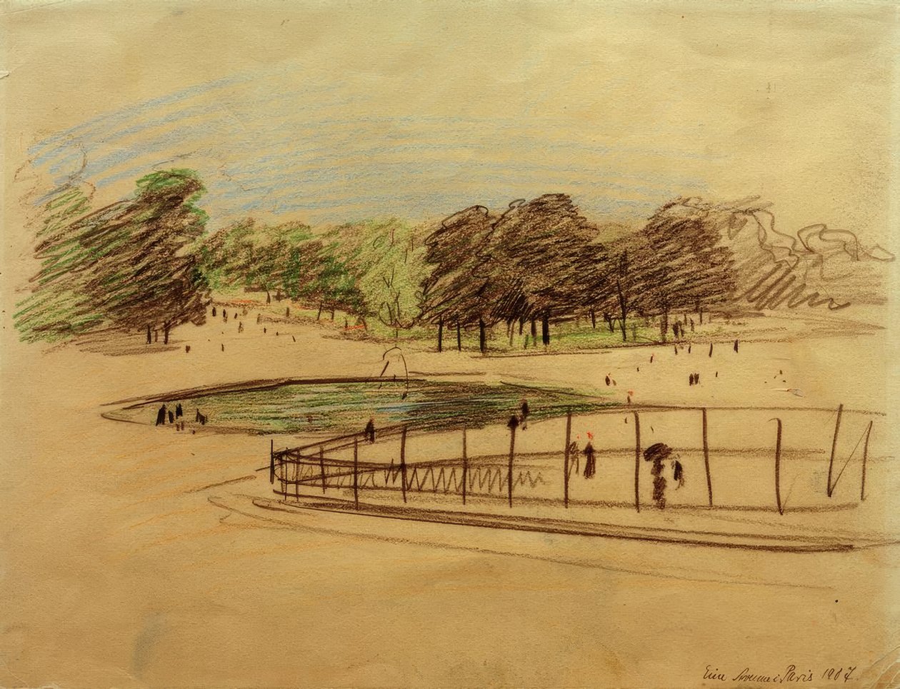 Basin im Jardin des Tuileries od August Macke
