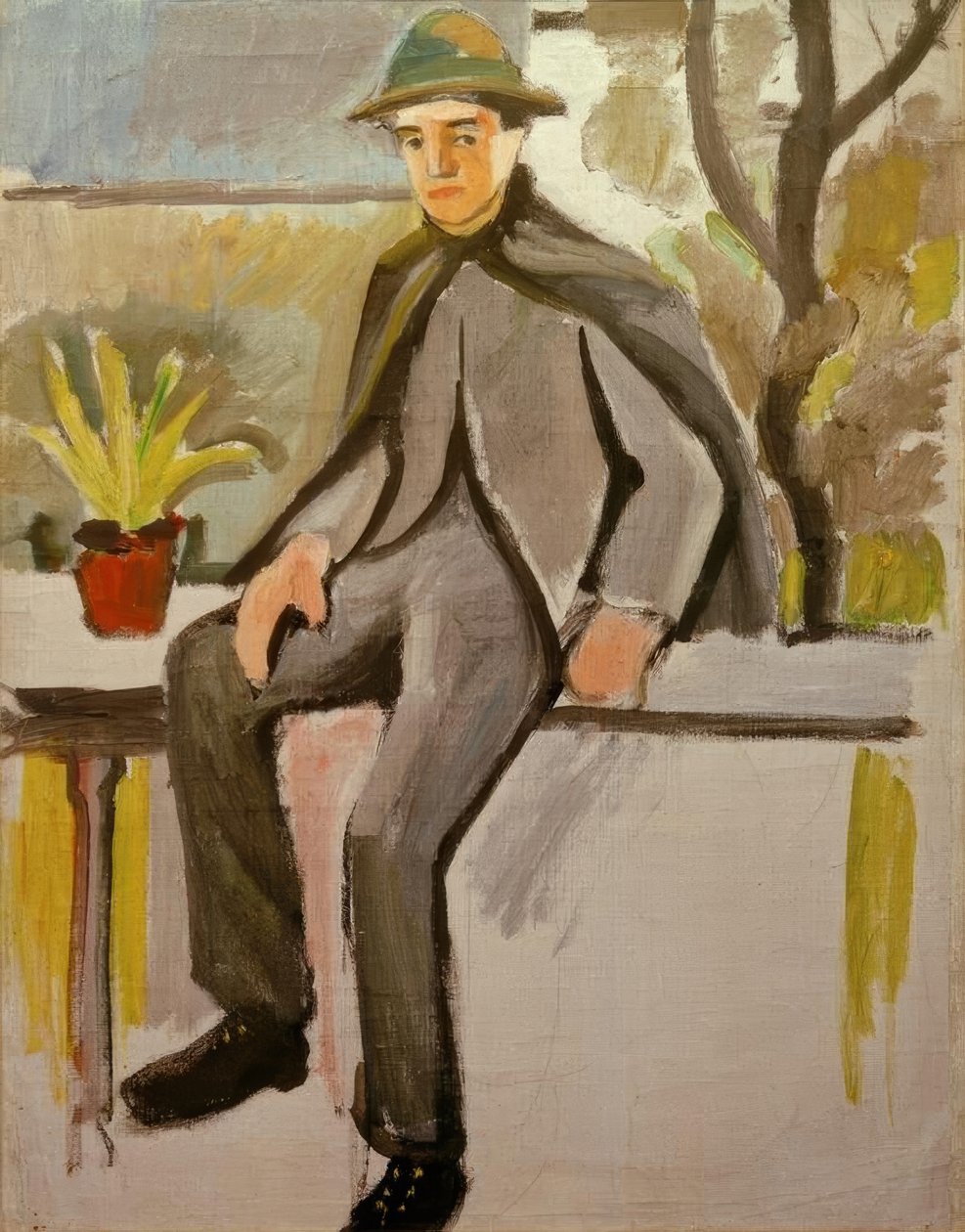 Farmářský chlapec na balkoně od August Macke