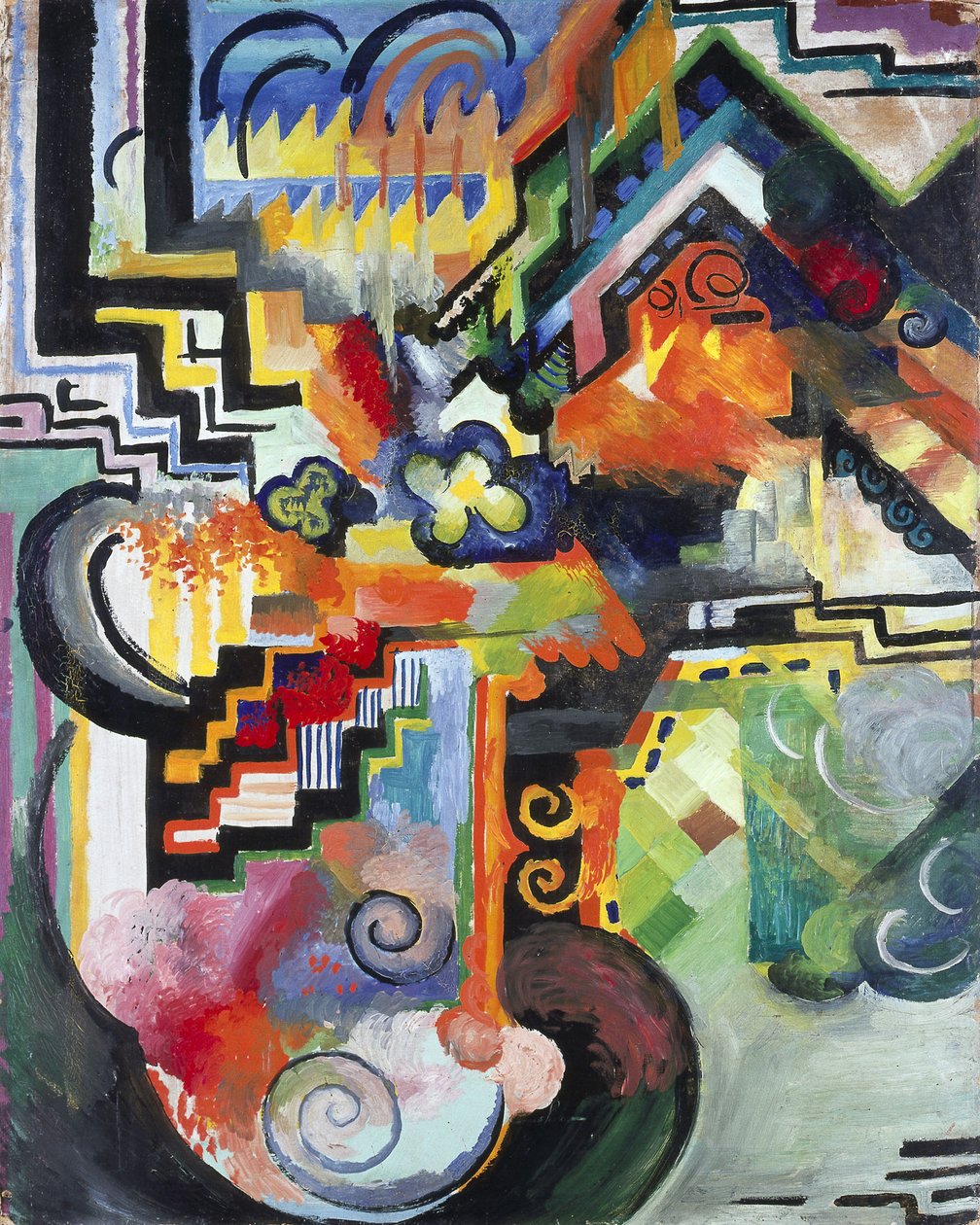 Barevná kompozice Pocta Bachovi, 1912 od August Macke