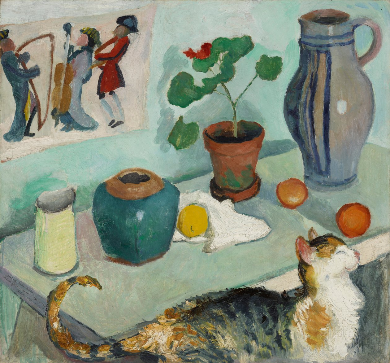 The Ghost in the House Chair: Zátiší s kočkou od August Macke