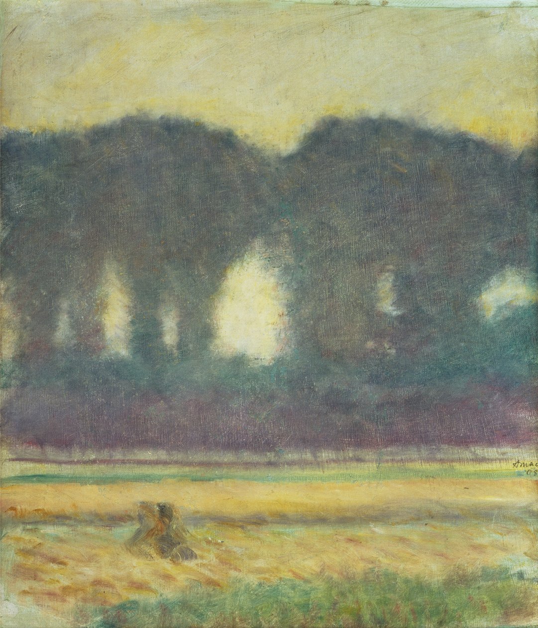 Jedle a kukuřičné pole od August Macke