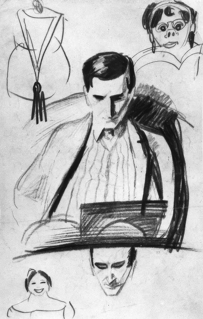Franz Marc, portrét / kresba Macke od August Macke