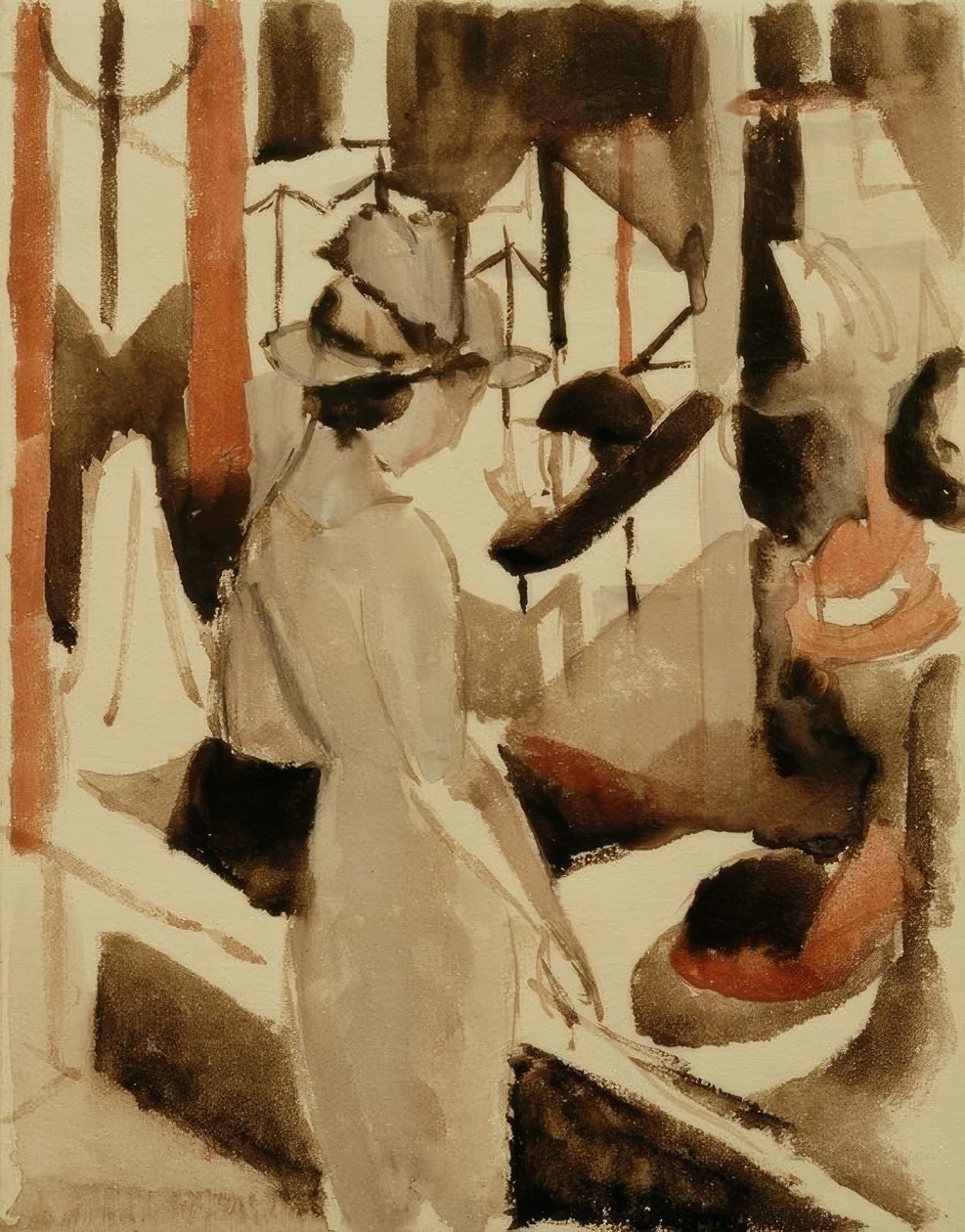 Žena před obchod s klobouky od August Macke