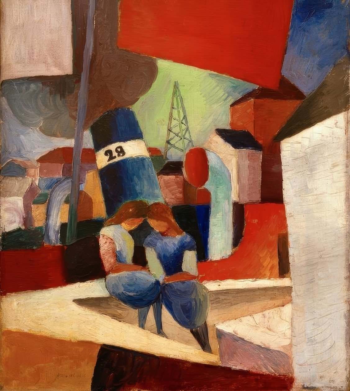 Obrázek přístavu s dětmi na zdi: přístav Duisburg od August Macke