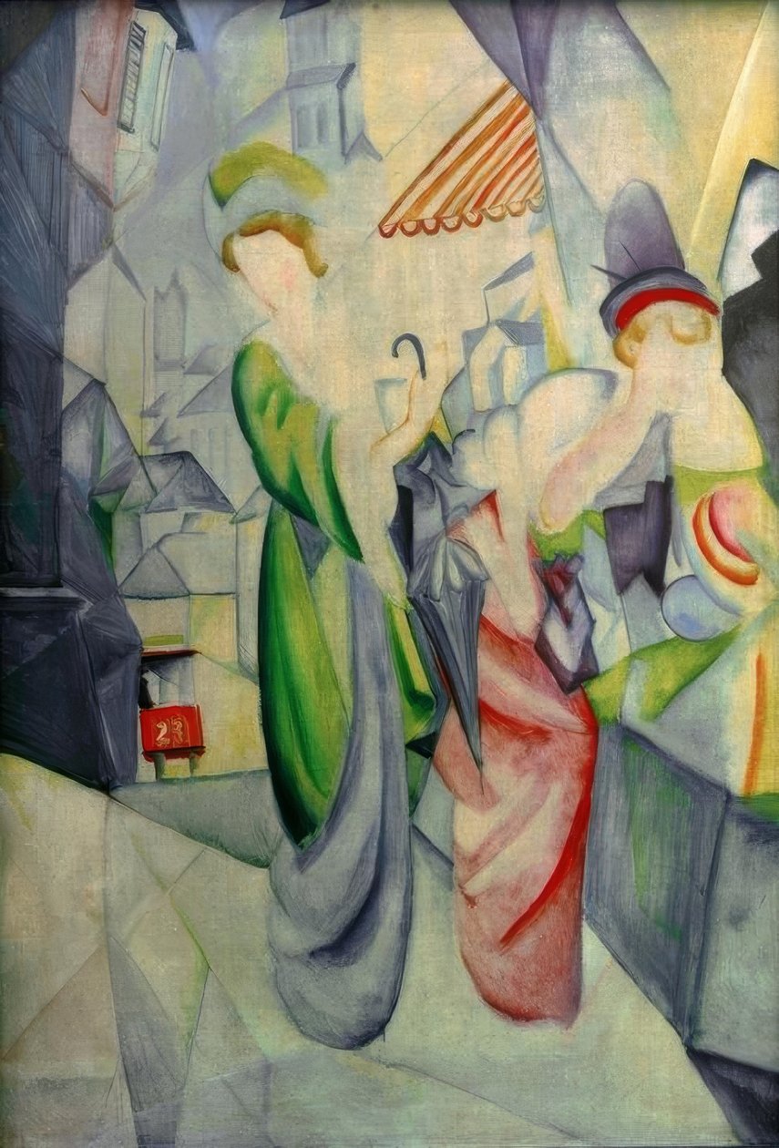 Světlé ženy před kloboučnictvím od August Macke