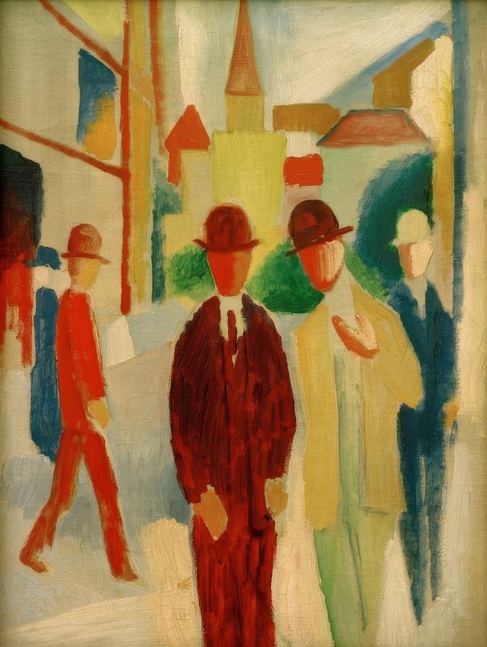 Světlá ulice s lidmi od August Macke