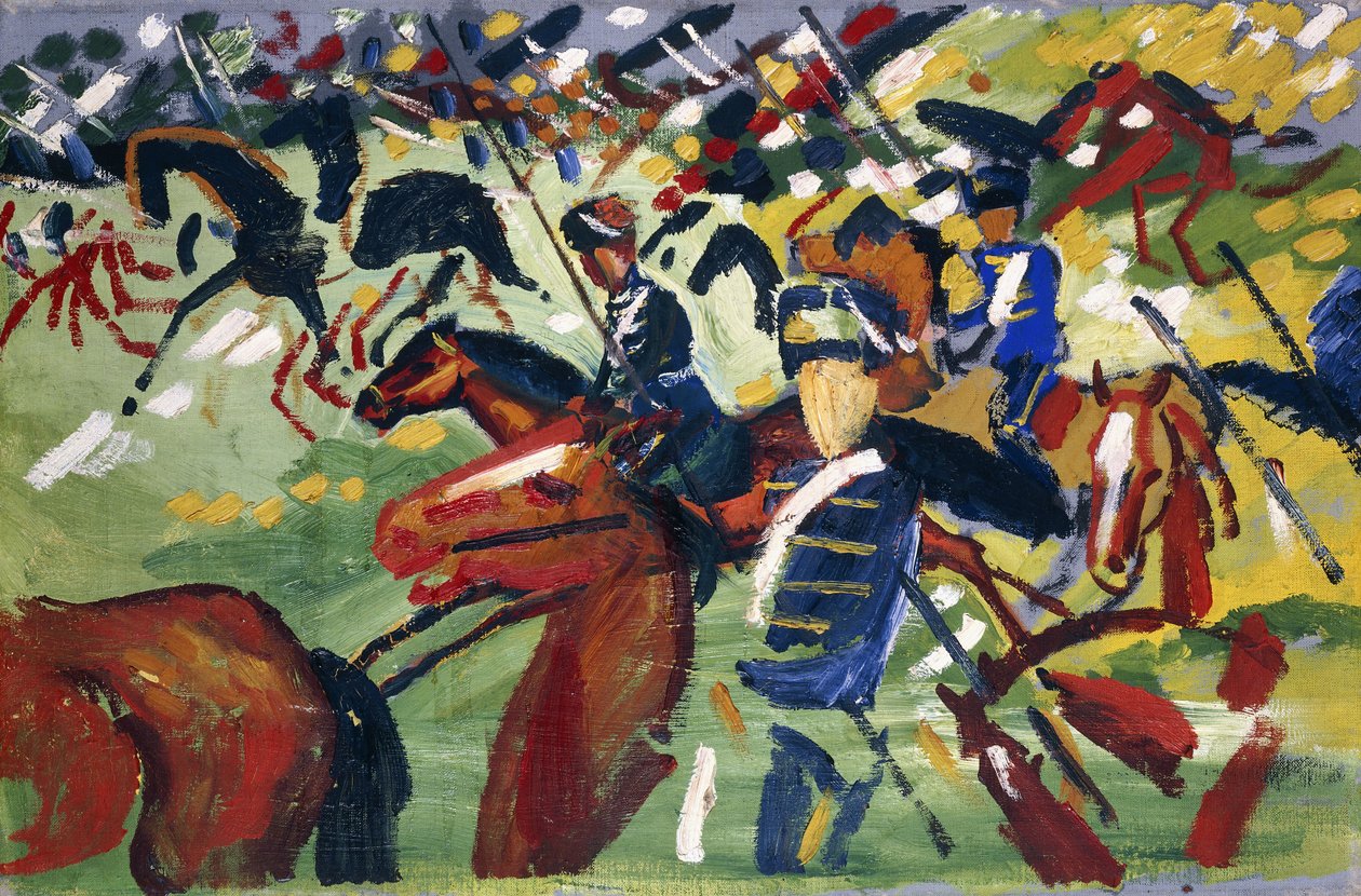 Husaři na cestě, 1913 od August Macke