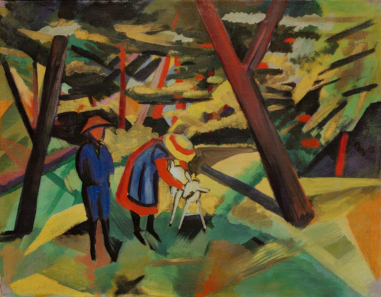 Děti s kozou v lese od August Macke