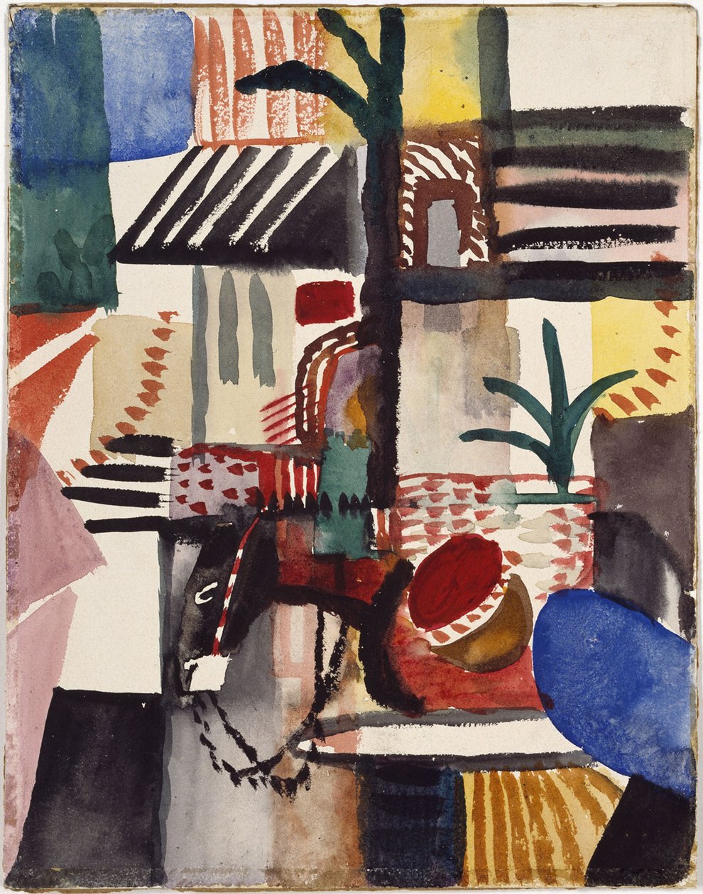 Muž s oslem Tunisko, 1914 od August Macke