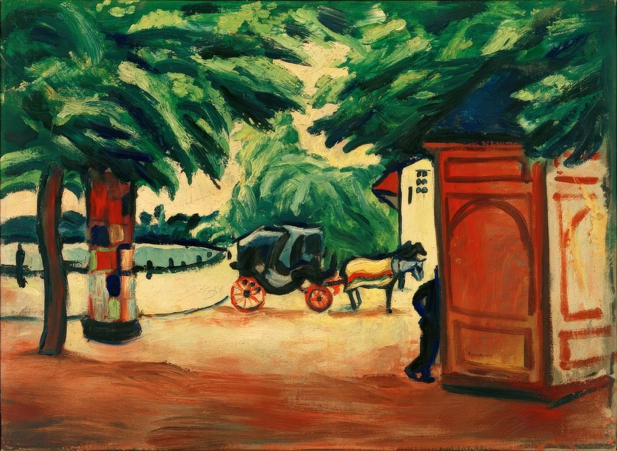 Koňská kabina u jezera v parku od August Macke