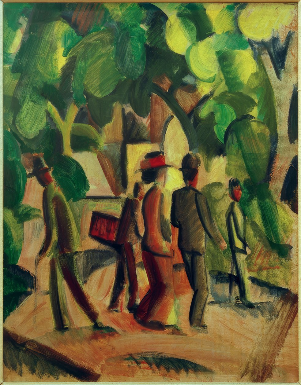 Promenáda v hnědé a zelené barvě od August Macke
