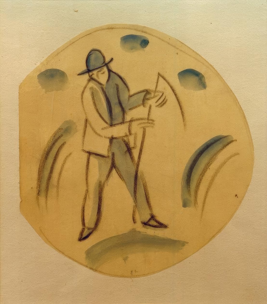 Žací stroj, design na talíř od August Macke