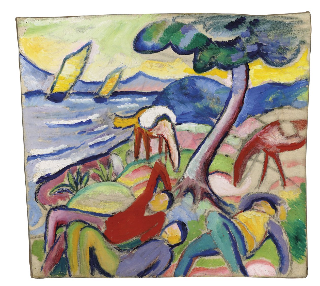 Spící jezdci, 1910 od August Macke