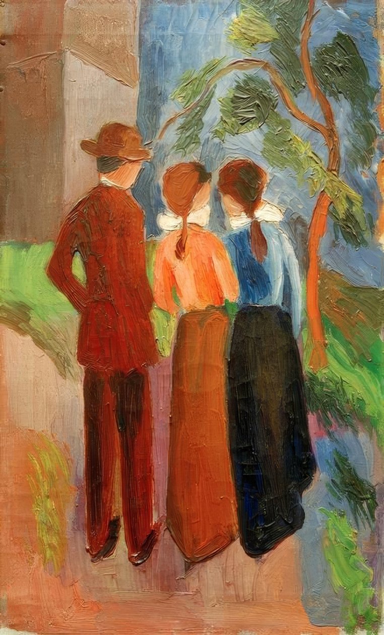 Tři lidé na procházku od August Macke