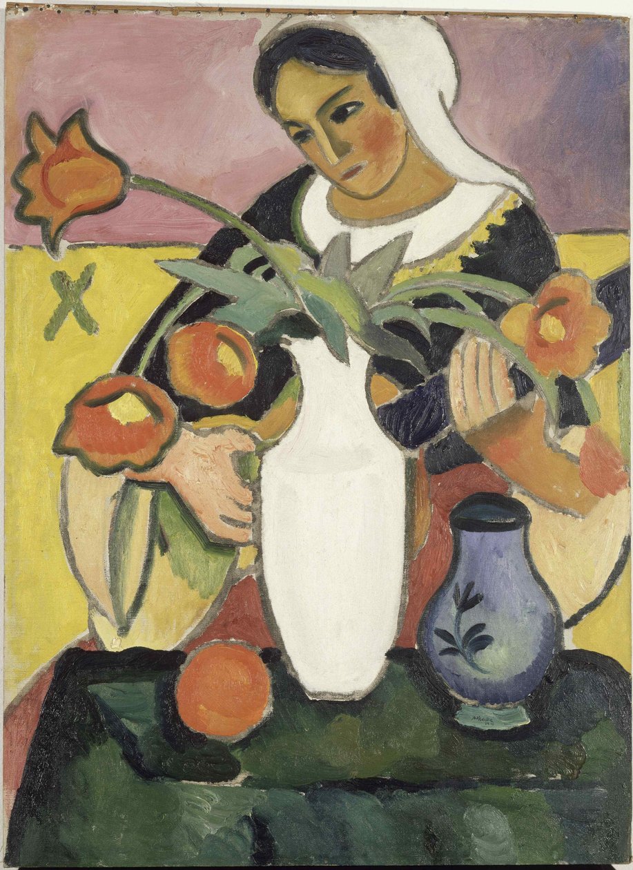 Hráč na loutnu, 1910. od August Macke