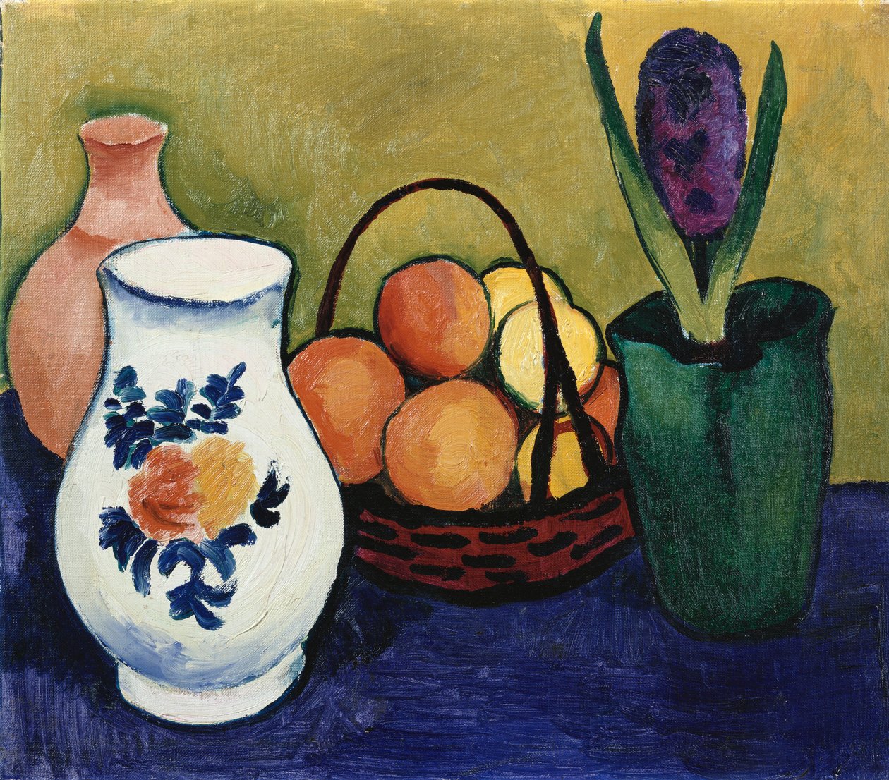 Bílý džbán s květem a ovocem, 1910 od August Macke