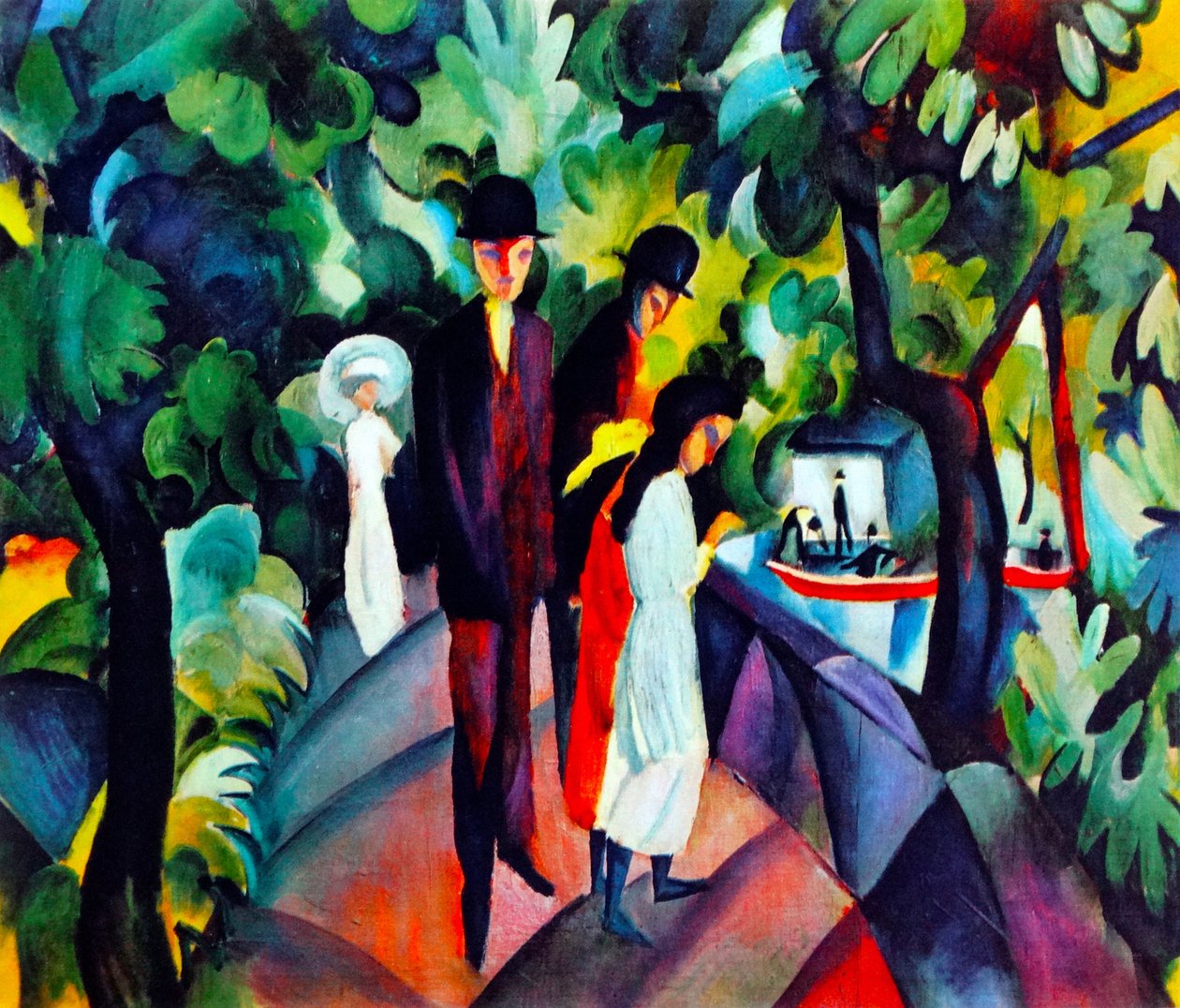Chodci na mostě, 1912 od August Macke