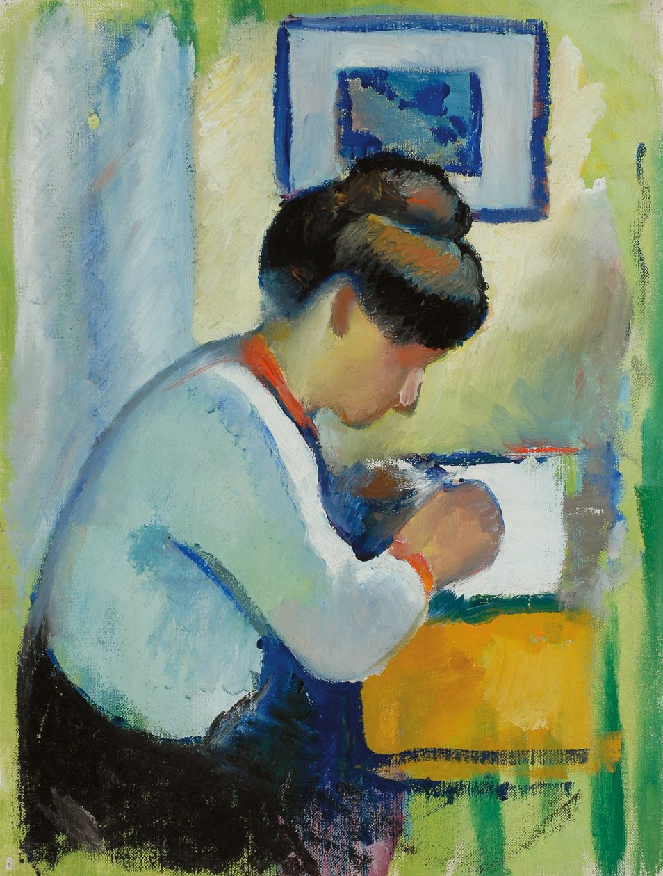 Žena psaní, 1910 od August Macke