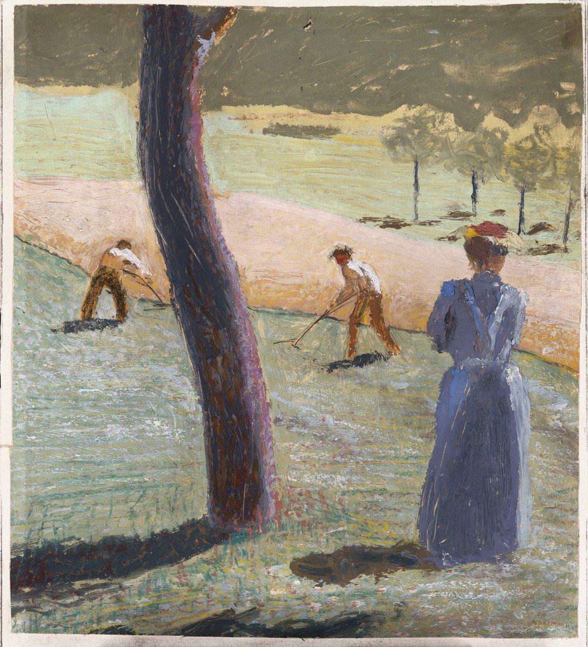 Dělníci na poli v Kandernu; Dělníci na poli poblíž Kandern, 1907 od August Macke