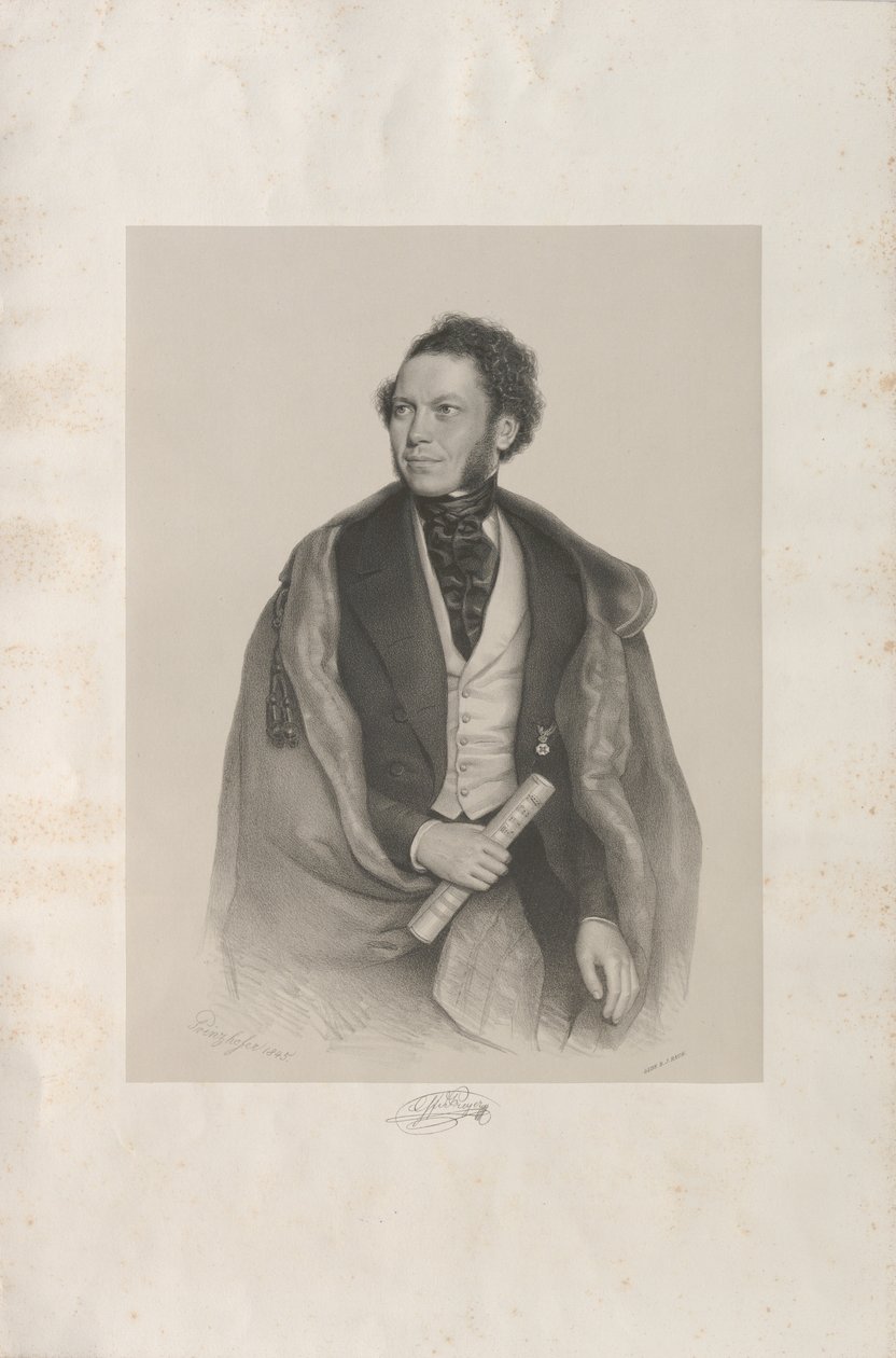 Portrét skladatele a dirigenta Gottfrieda von Preyera 1807-1901, 1845. od August Prinzhofer