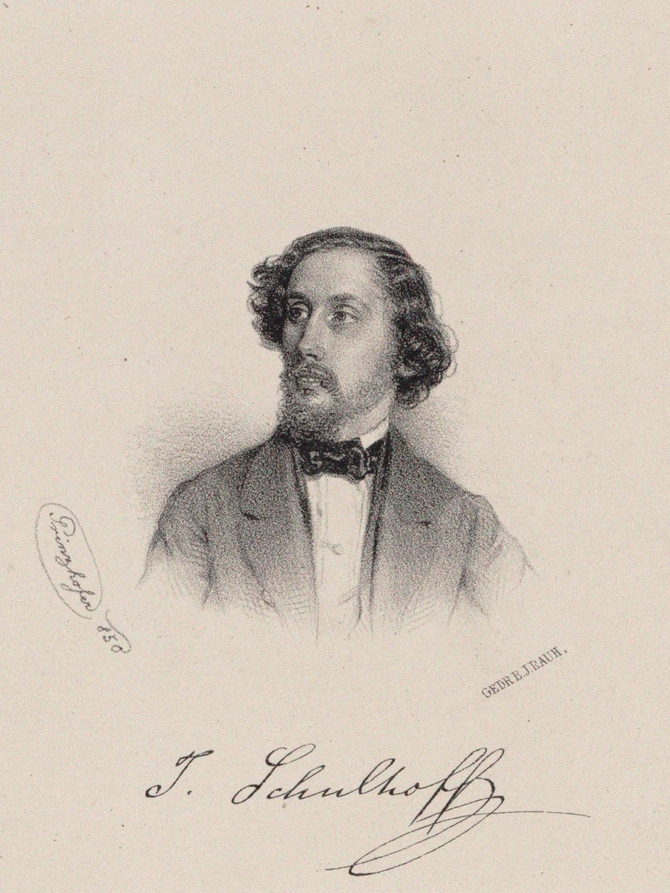 Portrét pianisty a skladatele Julia Schulhoffa 1825-1898, 1850. od August Prinzhofer