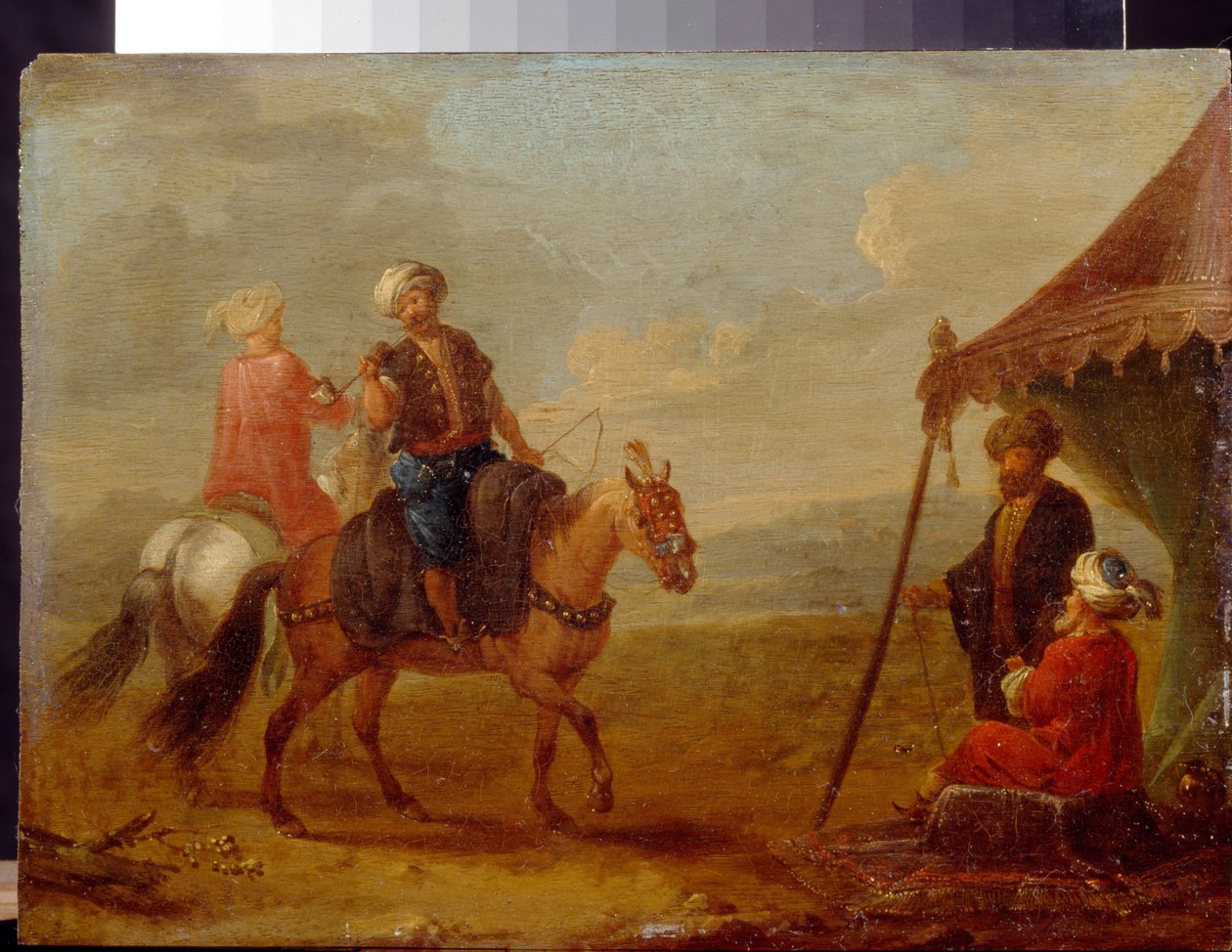 Turečtí jezdci - Malba Augusta Querfurta (1696-1761), olej na dřevě od August Querfurt