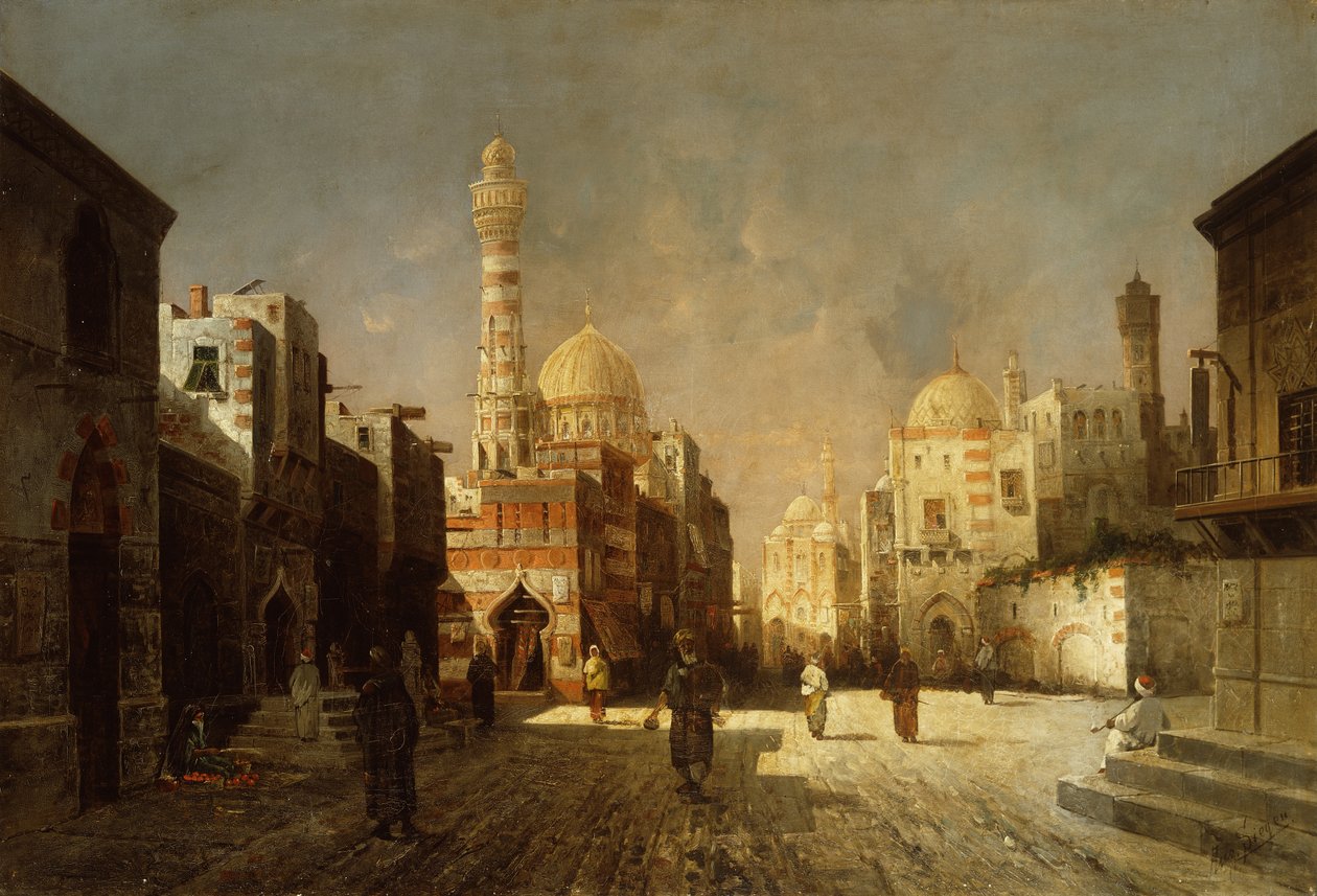Scéna z arabské ulice (olej na plátně) od August Siegen