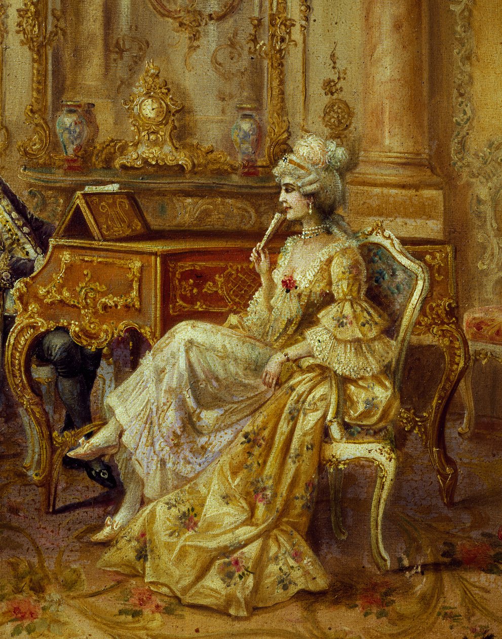 U klavíru, Štěpán Sedláček (1868-1936), olej na plátně, Detail od August Stephan Sedlacek